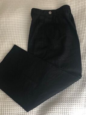 Classigue Entier (Nordstrom) Wide Leg 100% Linen Black Pants Size 6
